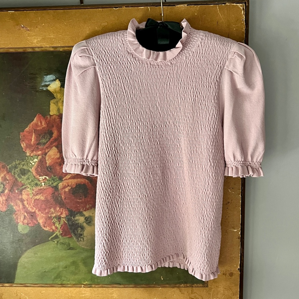 Catherine Malandrino smocked pink top